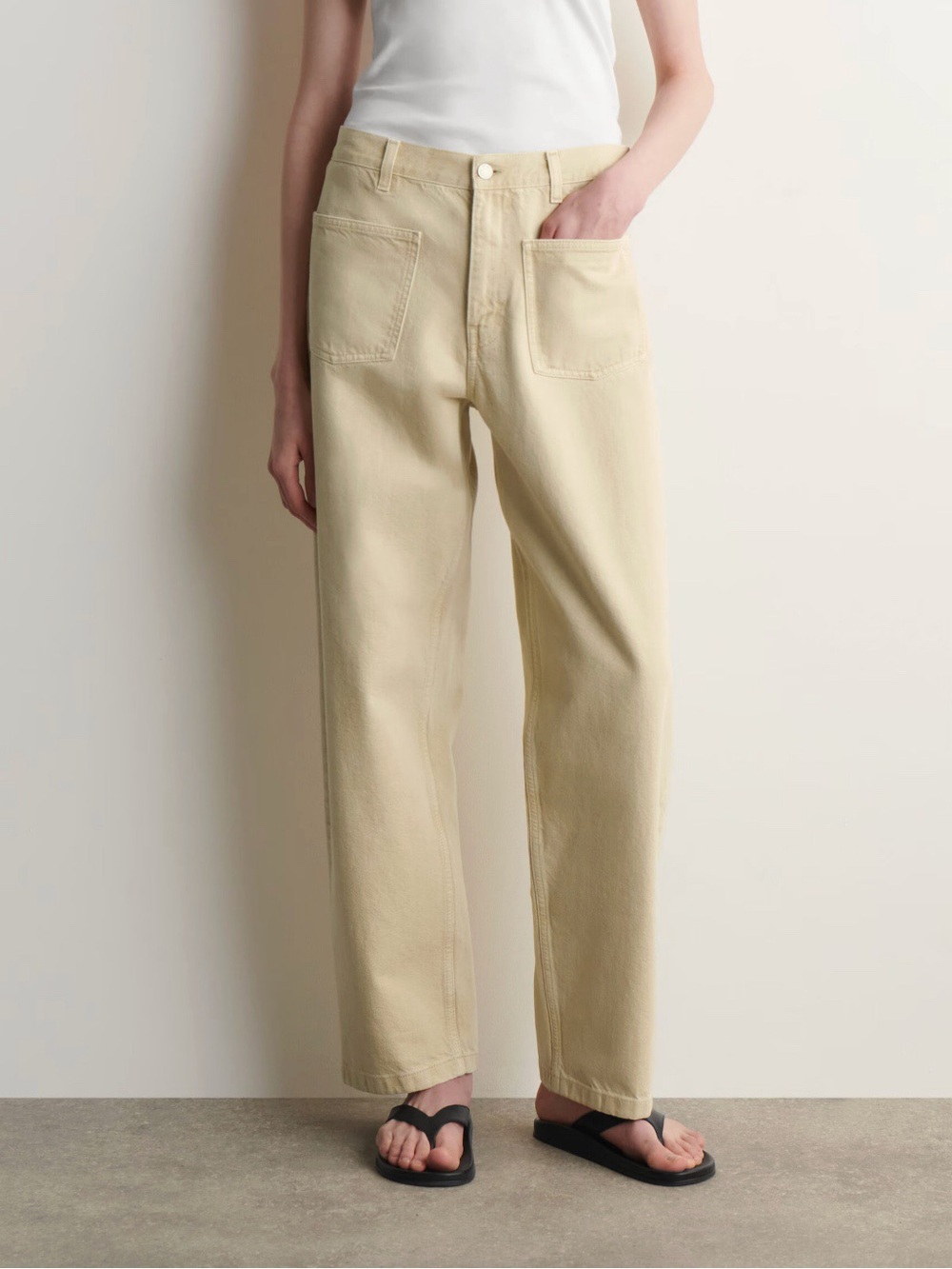 COS Patch Pocket Straight Leg Jeans Butter Yellow